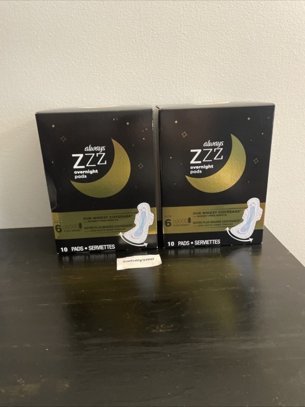 Always Zzz Overnight Pads with Flexi-Wings Size 6, 10 Ct x2 boxes